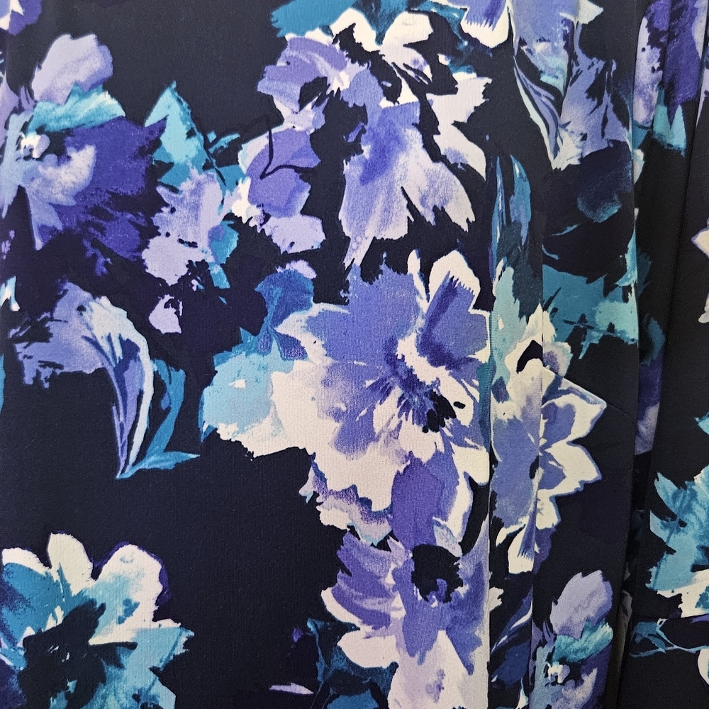 ROZ & Ali Navy Blue Multi-Color Floral Midi Dress, X-Large - Picture 4 of 16